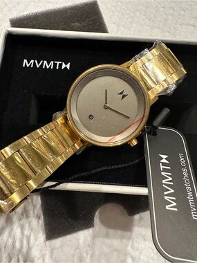 MVMT Gold and Gray Minimal Bracelet Watch